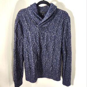 Men's Blue Cable Knit Sweater